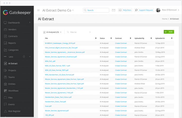 Gatekeeper Extracted Contract Data