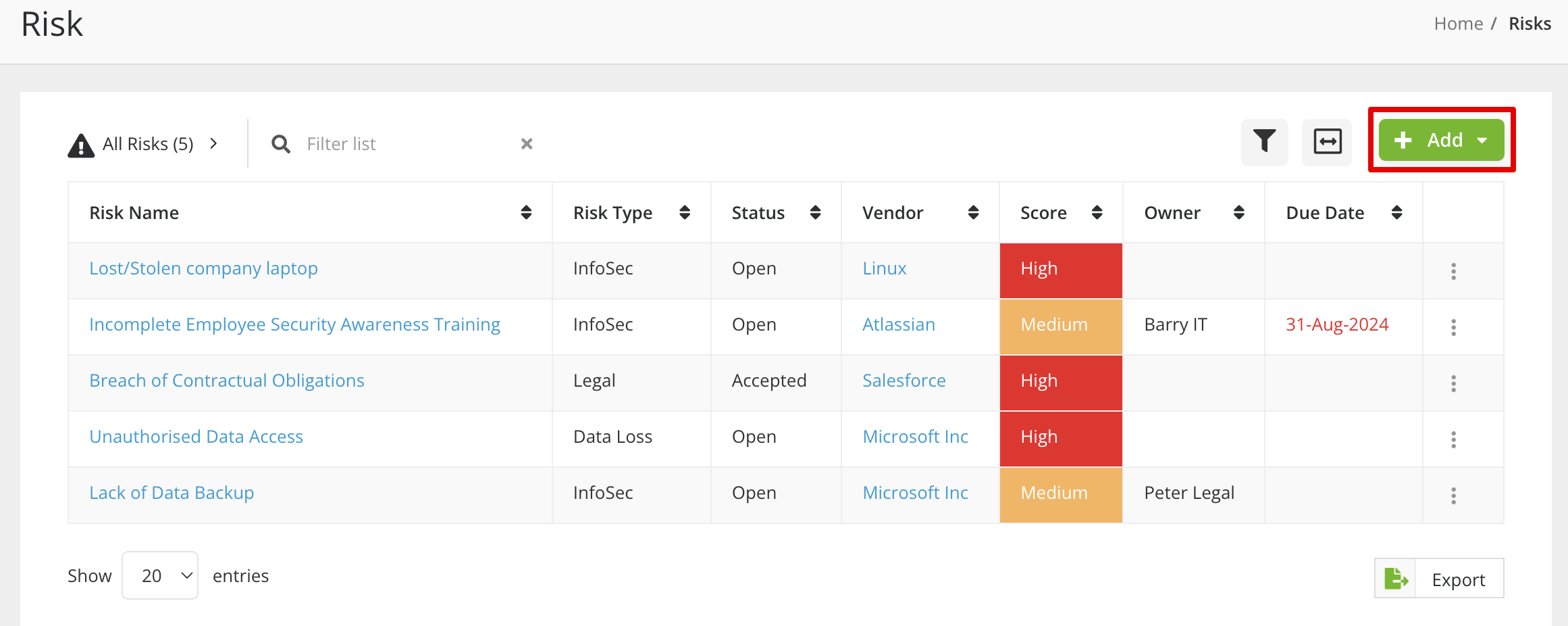 Add Risk