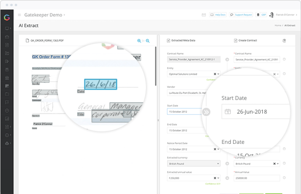Gatekeeper's AI Extract tool in action
