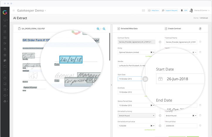 Automatically extract key contract metadata