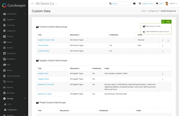 Custom Data within Gatekeeper