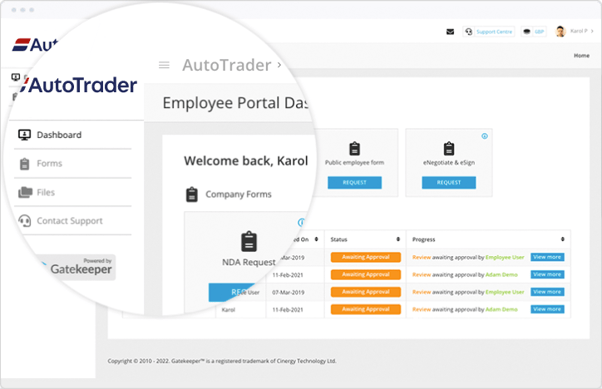 Manage internal review requests with the Employee Portal from Gatekeeper