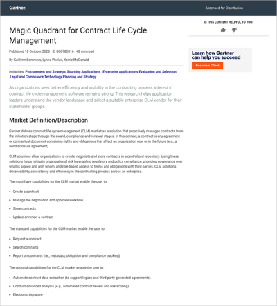 Gartner Magic Quadrant for CLM - Cover Thumbnail
