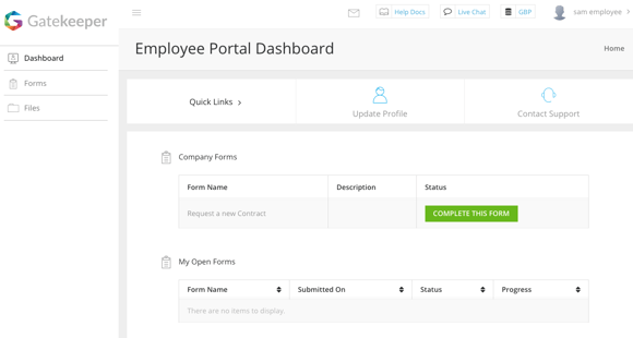 Example Employee Portal Dashboard