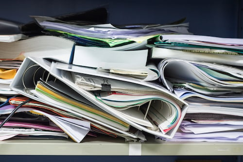 Contract documents stored in a mess