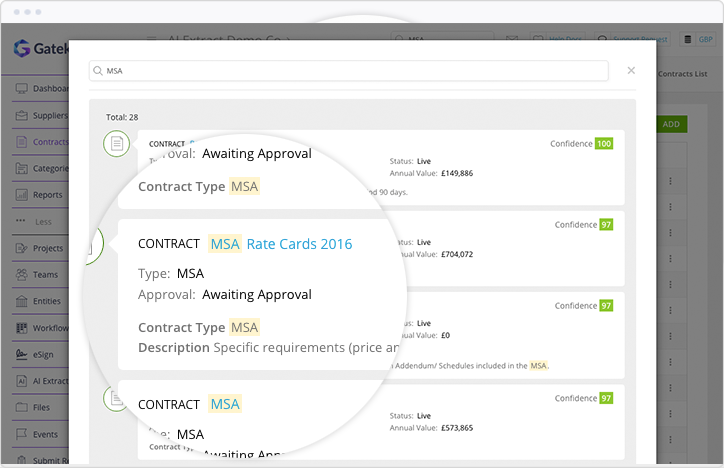 Use OCR technology from Gatekeeper to quickly locate agreements